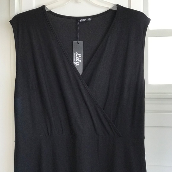 LILY By FIRMIANA Maxi Dress Sleeveless Hi Low Black NWT Women’s Plus Size 24W 4X - Picture 2 of 16